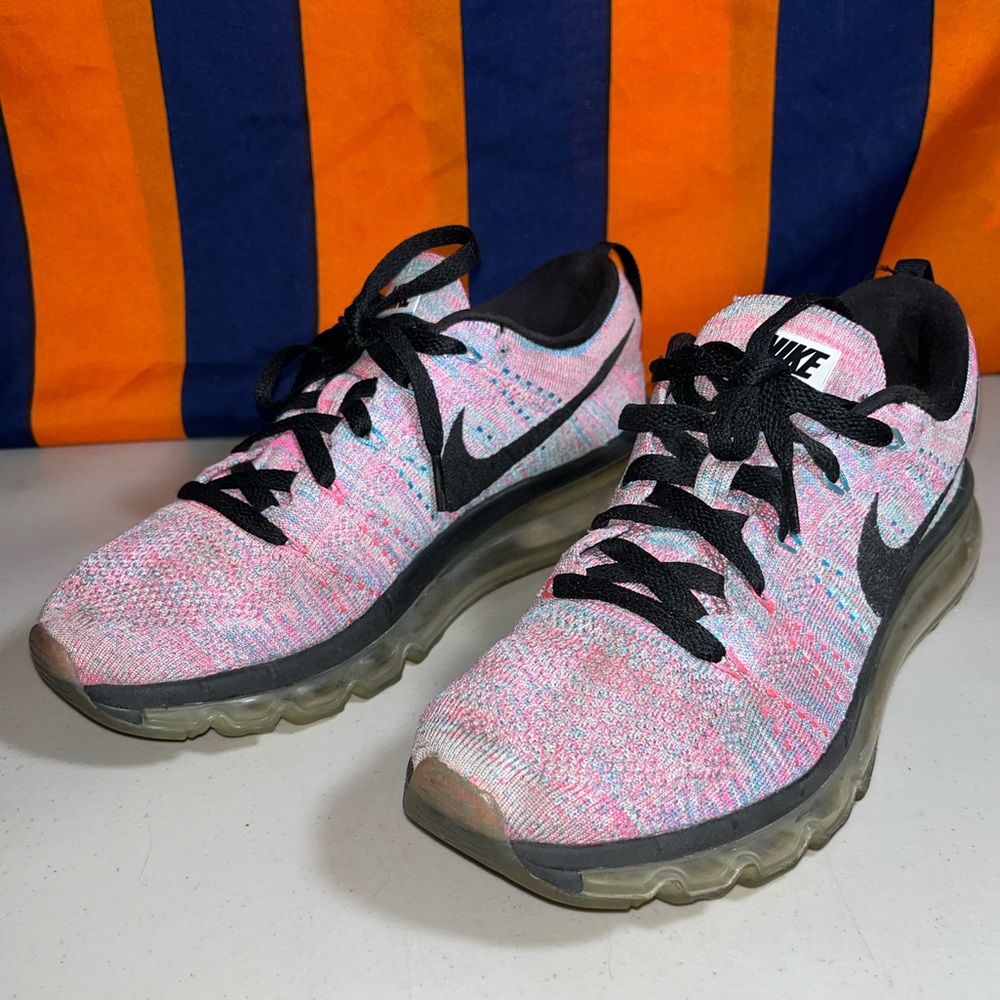 Nike Flyknit Air Max Chlorine Blue Pink Blast Shoes 620659-104 women's size 7